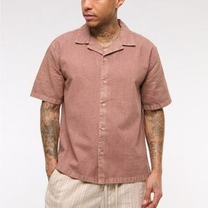 Abercrombie & Fitch Camp Collar Summer Linen-Blend Shirt Large Tall